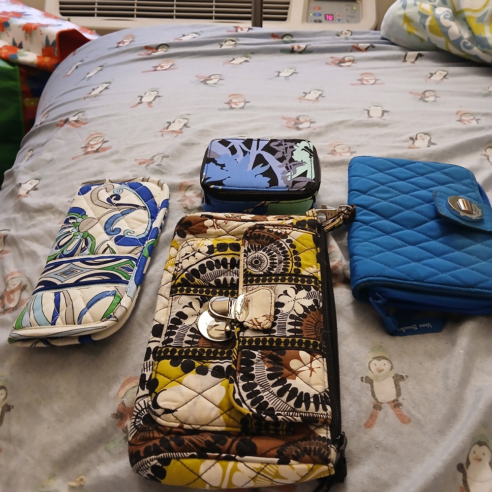 Vera Bradley Quilted Blue Wallet and Floral Cases